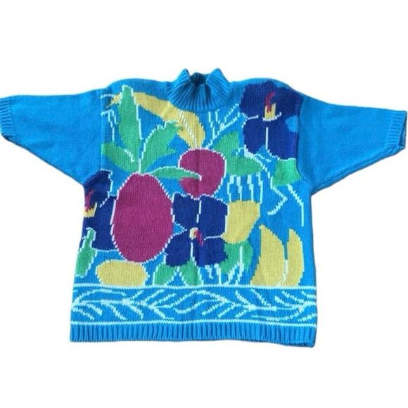 American Vintage Sweaters - Lauren Hansen Vintage 80's Mom floral Sweater in blue, yellow, green size large